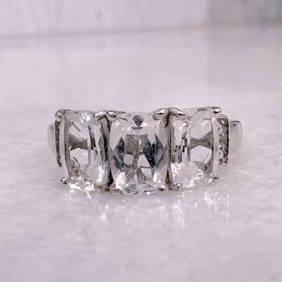 Petalite Sterling Silver Trilogy Ring - Picture 1 of 9